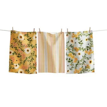 Bee Floral Dishtowels, set of 3