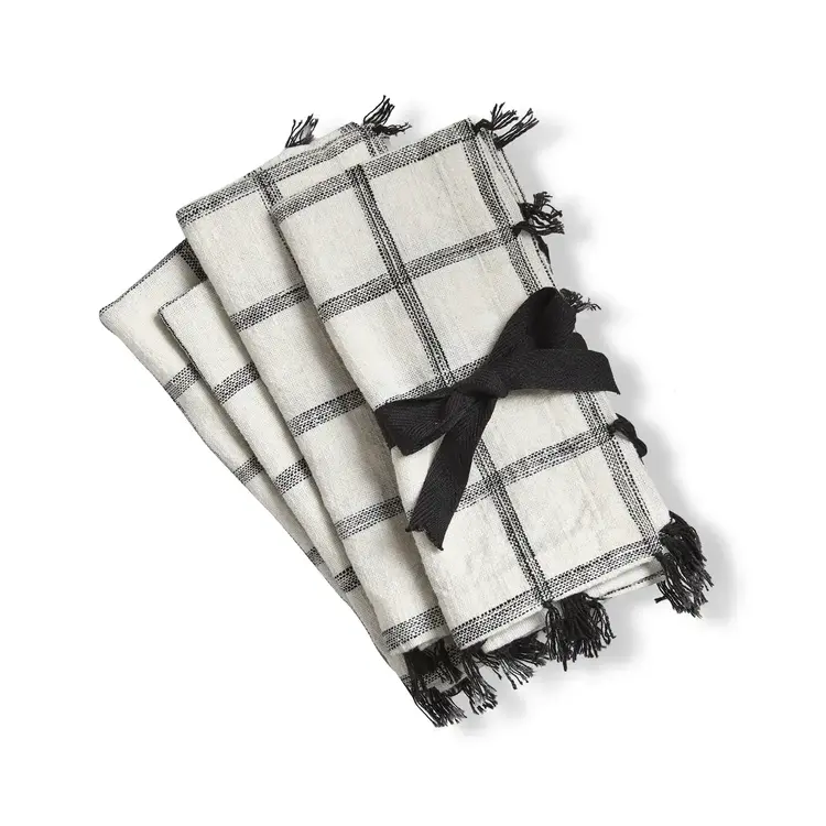 Tassel Check Napkins, set of 4