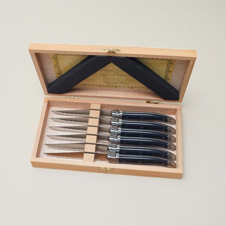 Black Platine Laguiole Steak Knives, set of 6