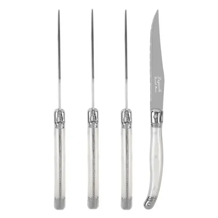 Laguiole Pearl White Steak Knives, set of 4