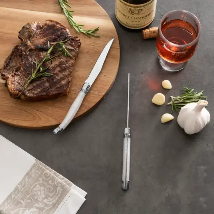 Laguiole Pearl White Steak Knives, set of 4