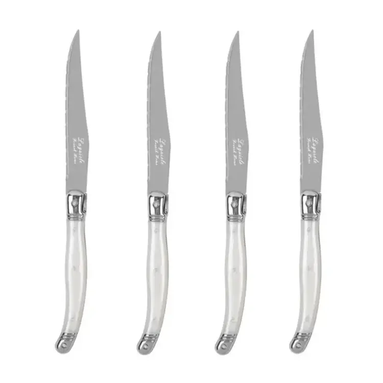 Laguiole Pearl White Steak Knives, set of 4