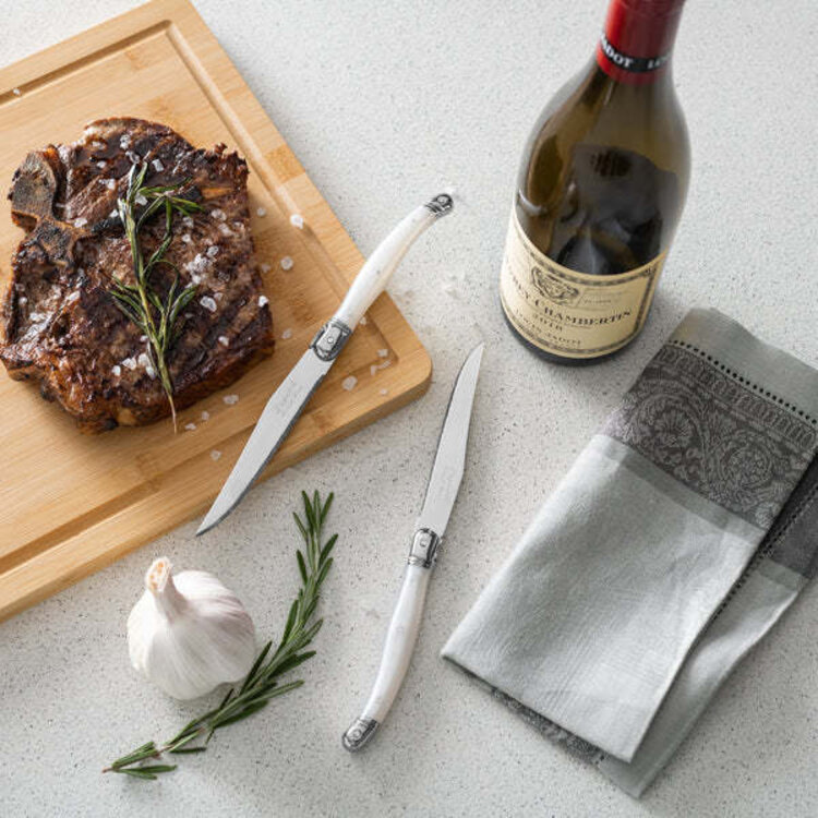 Laguiole Pearl White Steak Knives, set of 4