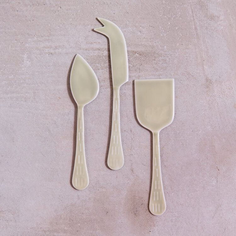 Nera Light Green Enamel Cheese Knives, set of 3