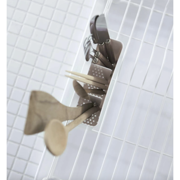 Yamazaki White Dish Rack with Wood Handles