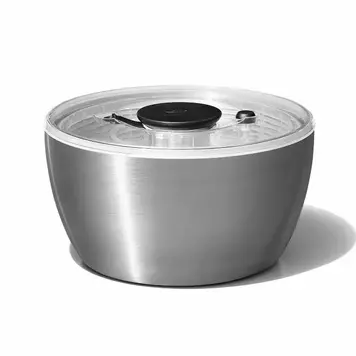 OXO Large Stainless Steel Push Salad Spinner