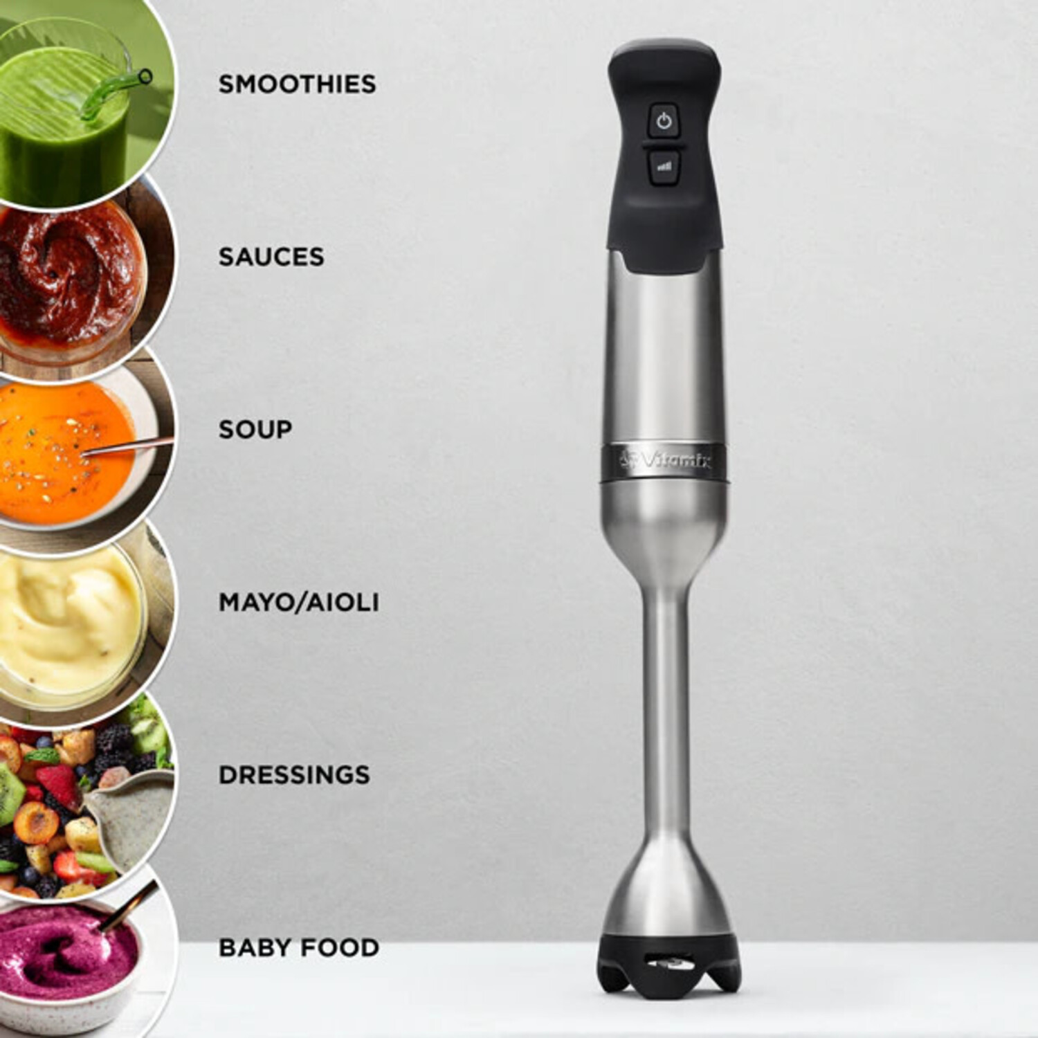 Vitamix Frullatore A Immersione – 625 Watt, 5 Velocità, Lama Anti Graffio, Cavo 1,5 M, Corpo In Acciaio Inox