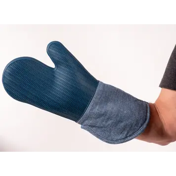 Blue Silicone Oven Mitt