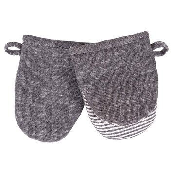 Black Striped Mini Oven Mitts, set of 2