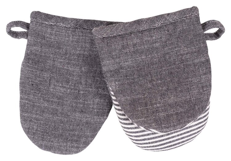 Black Striped Mini Oven Mitts, set of 2