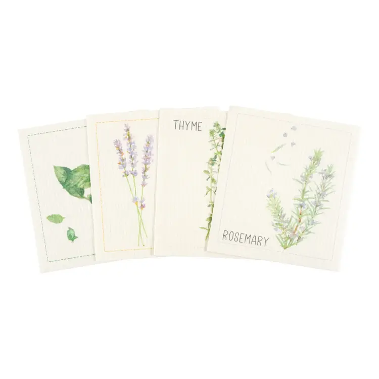 Herbs Cellulose Dishcloths, set of 4