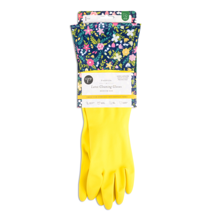 Yellow Floral Dish Gloves