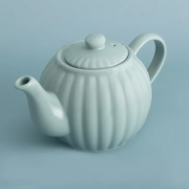 6 cup Ribbed Duckegg Teapot