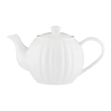 6 cup Ribbed White Teapot