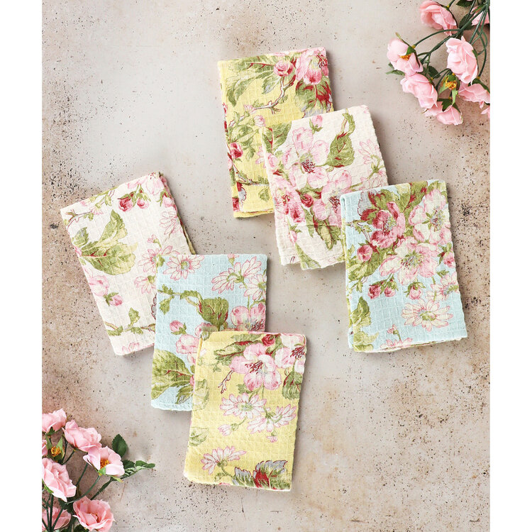 April Cornell Apple Blossom Patchwork Dishcloths, set of 6