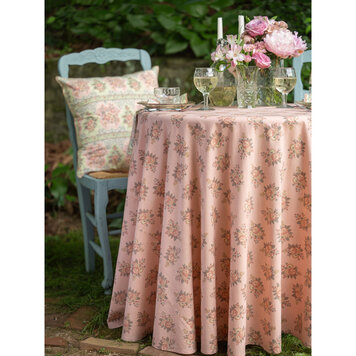 April Cornell 88" round Antique Rose Tablecloth