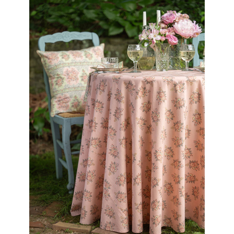 April Cornell 88" round Antique Rose Tablecloth