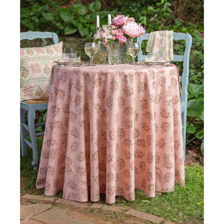 April Cornell 88" round Antique Rose Tablecloth
