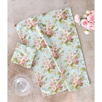April Cornell Apple Blossom Aqua Dishtowel
