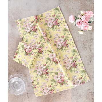 April Cornell Apple Blossom Yellow Dishtowel