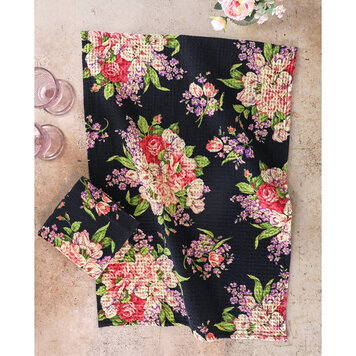 April Cornell Blanche Black Dishtowel