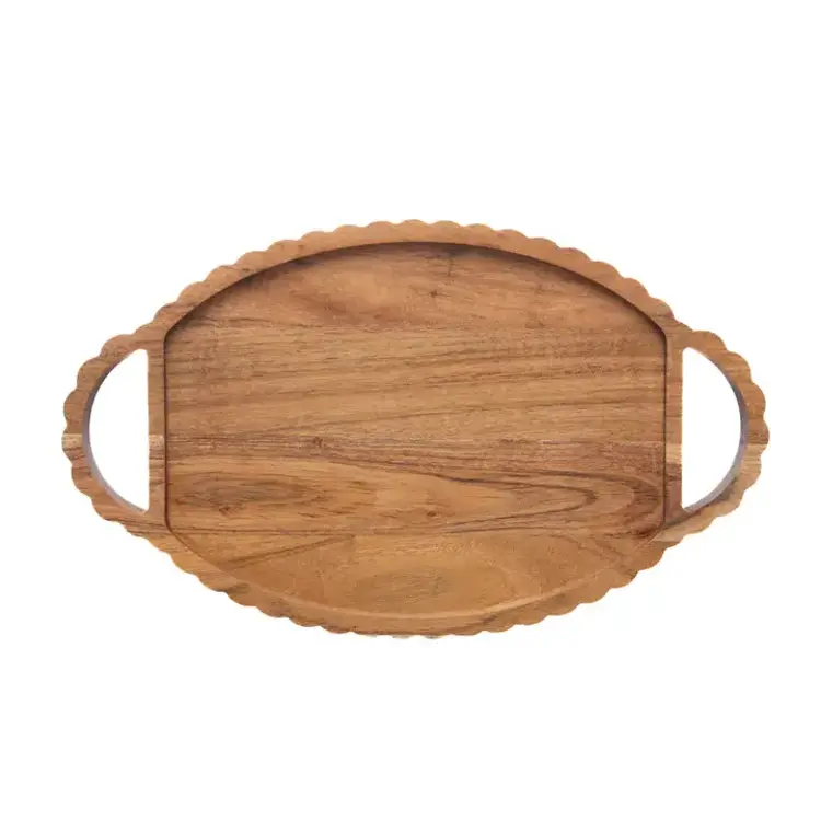 17x10" Scalloped Acacia Tray