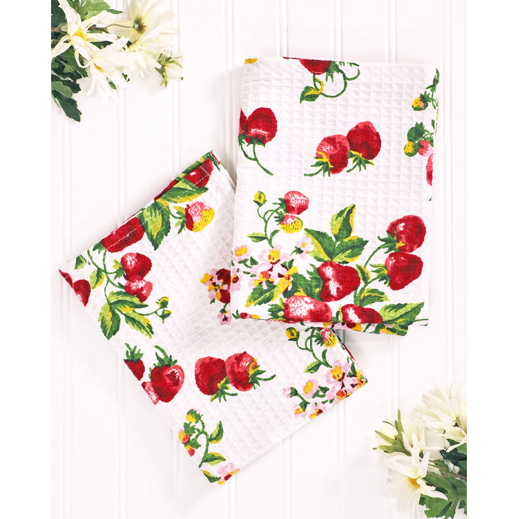 April Cornell Strawberry Basket Dishtowel
