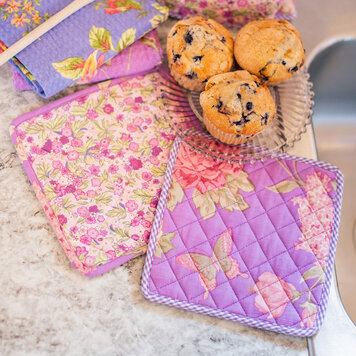 April Cornell Lilac Patchwork Potholders, set of 2