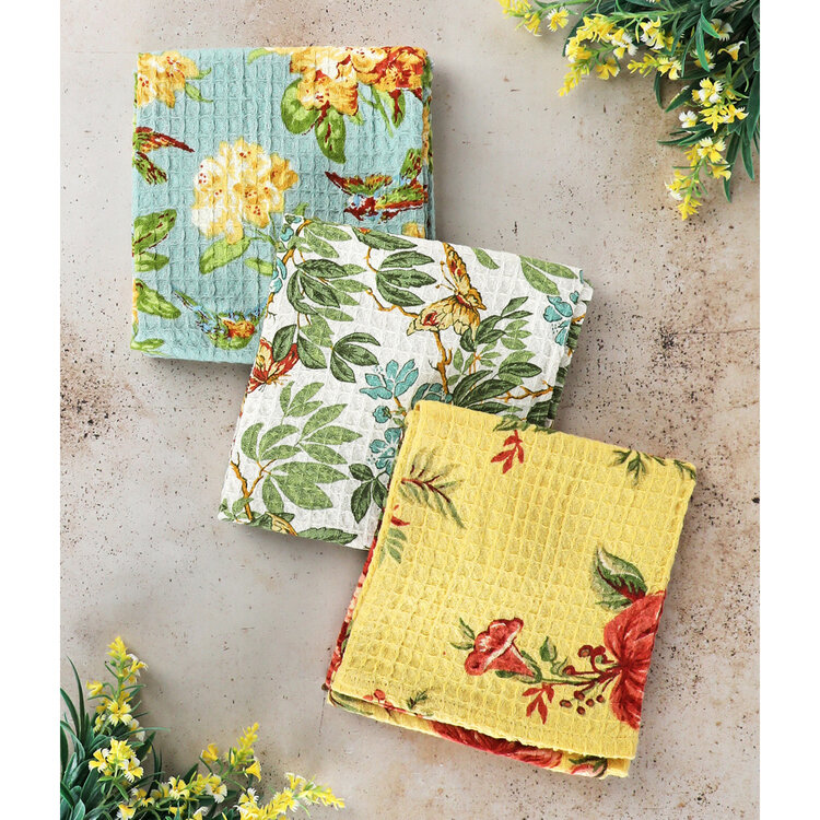 April Cornell Portugal Patchwork Dishtowels, set of 3