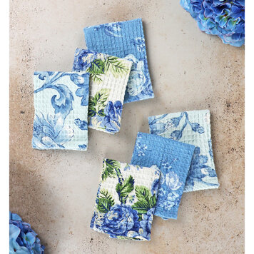 April Cornell Blue Patchwork Dishcloths, set of 6
