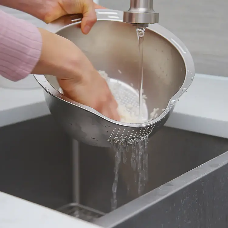 Stainless Steel Grain Washing Bowl & Colander