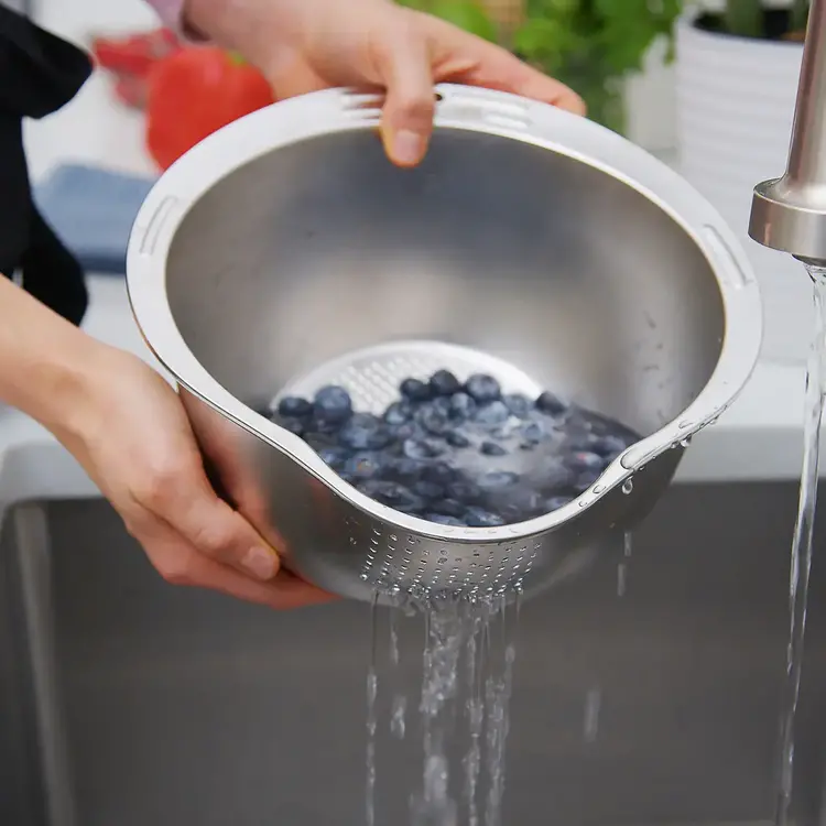 Stainless Steel Grain Washing Bowl & Colander