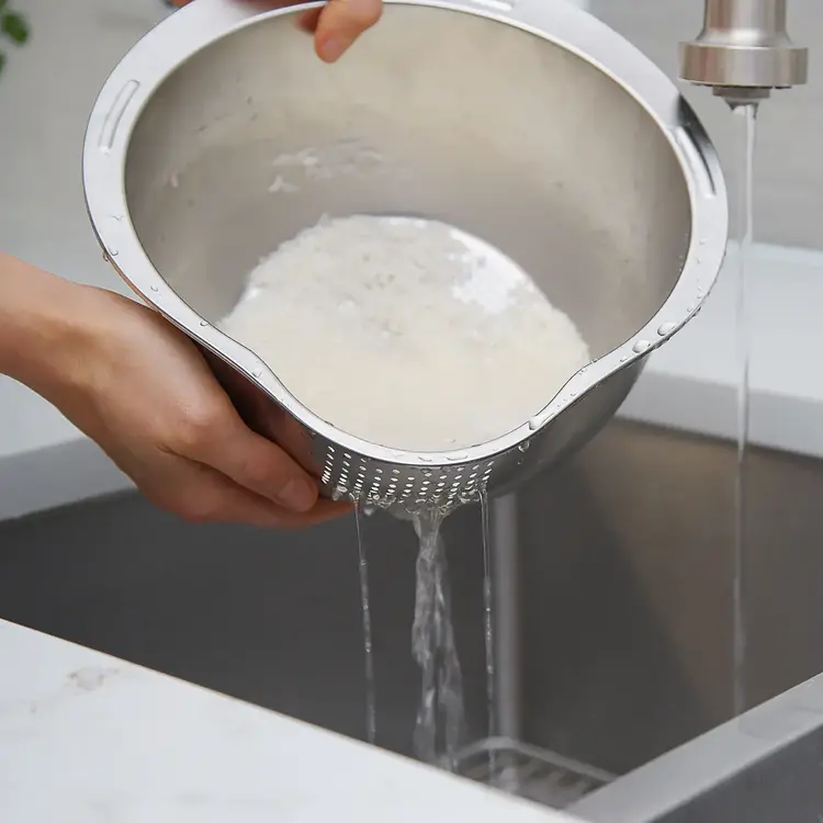 Stainless Steel Grain Washing Bowl & Colander