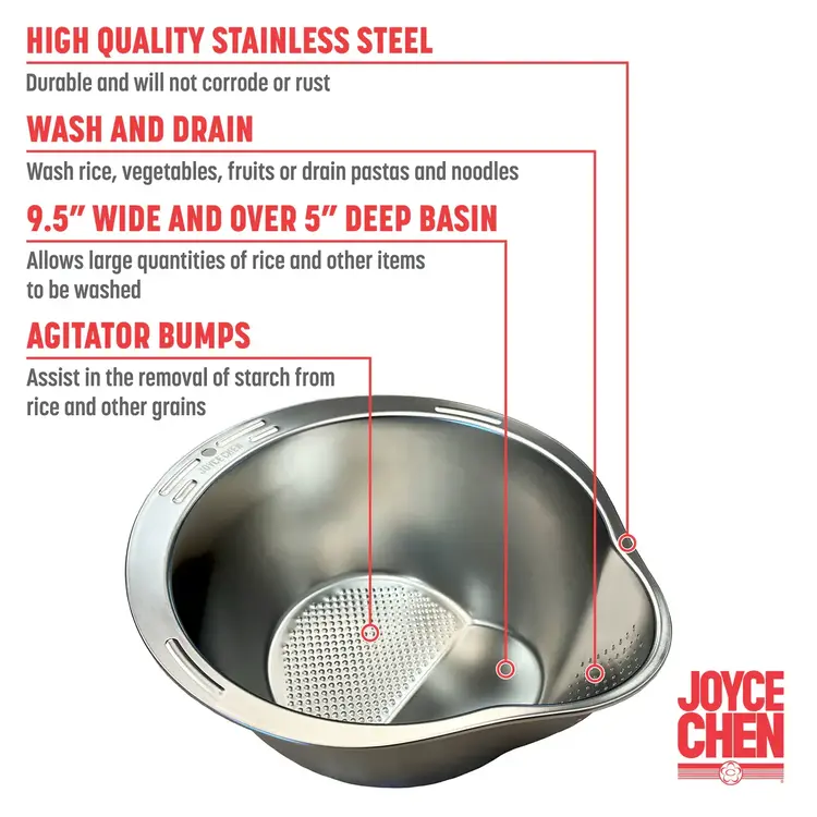 Stainless Steel Grain Washing Bowl & Colander