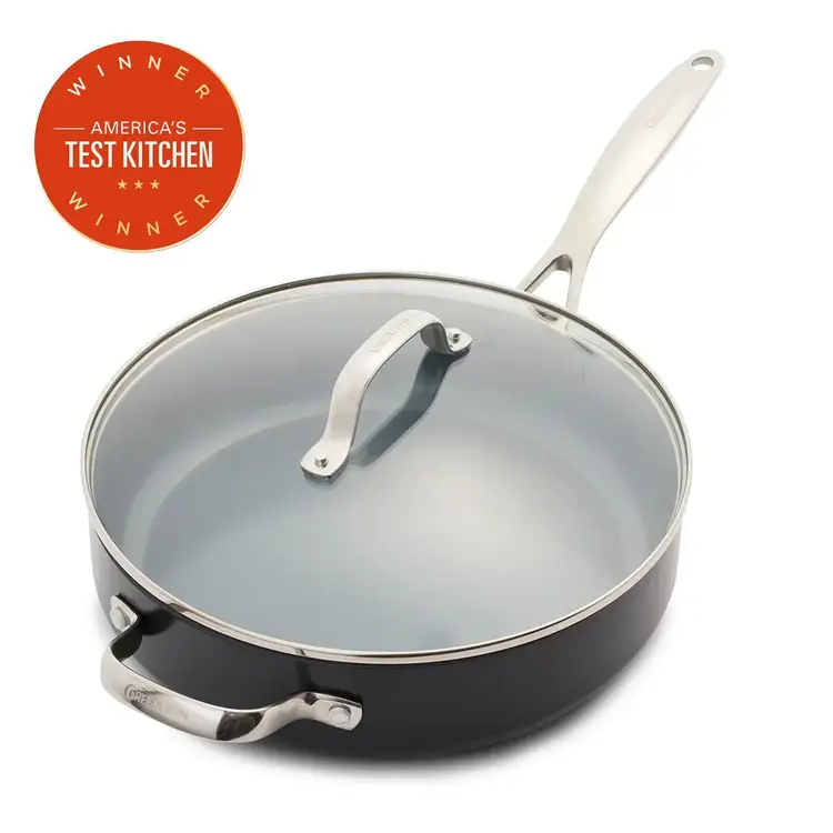 Green Pan 4.5 quart Sauté Pan with Helper Handle and Lid