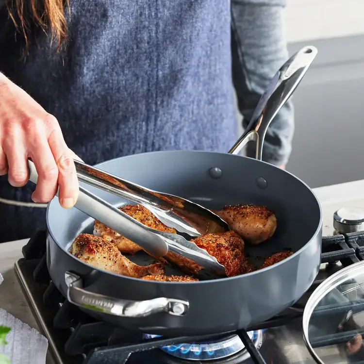Green Pan 4.5 quart Sauté Pan with Helper Handle and Lid