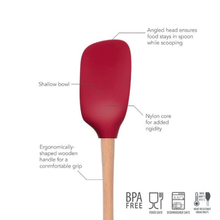 Tovolo Cayenne Red Silicone Spoonula with Wood Handle