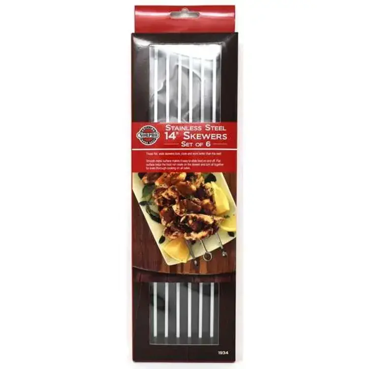 14" Stainless Skewers, set of 6