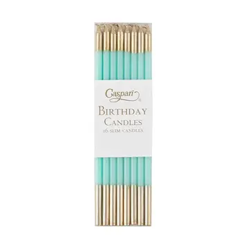 Gold & Robin's Egg Birthday Candles, set of 16