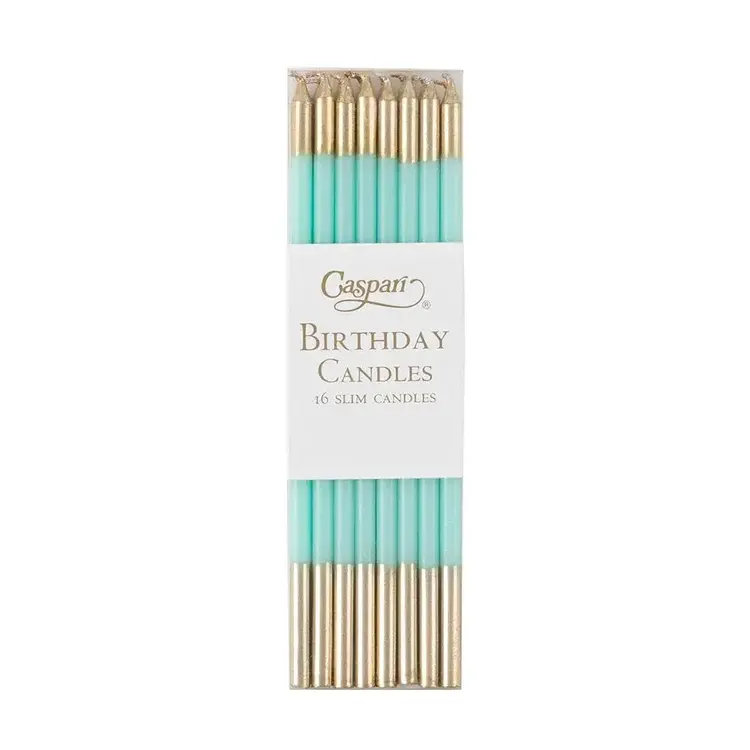 Gold & Robin's Egg Birthday Candles, set of 16
