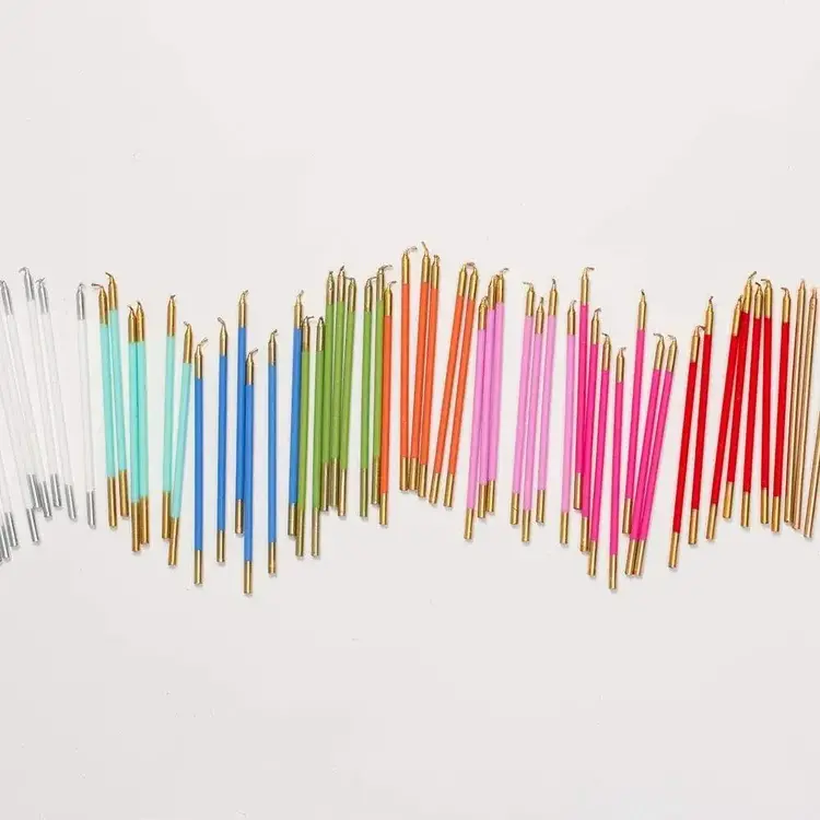 Gold & Robin's Egg Birthday Candles, set of 16