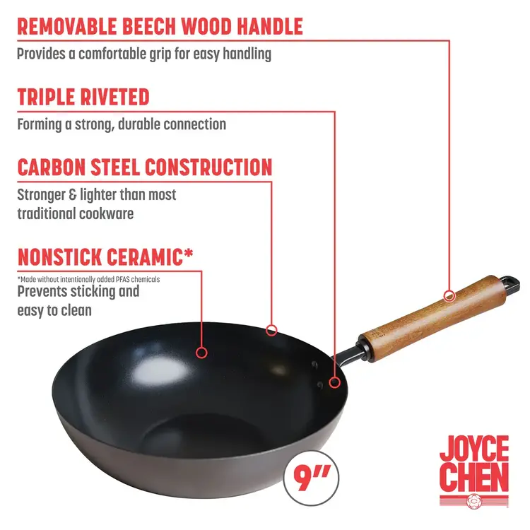 9.5" Carbon Steel Ceramic Wok