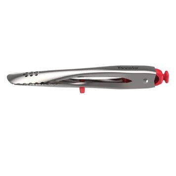 Tovolo 7" Apple Red Silicone & Stainless Perforated Tongs