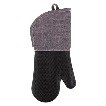 Black Chambray Silicone Oven Mitt