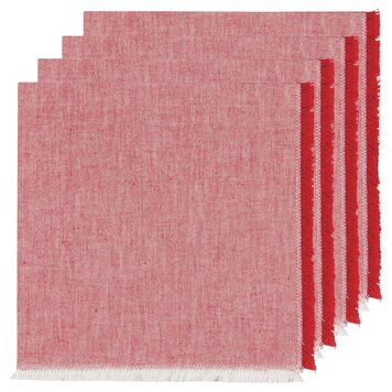 Chili Red Chambray Cloth Napkins, set of 4