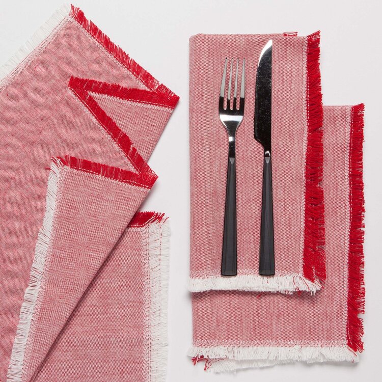 Chili Red Chambray Cloth Napkins, set of 4
