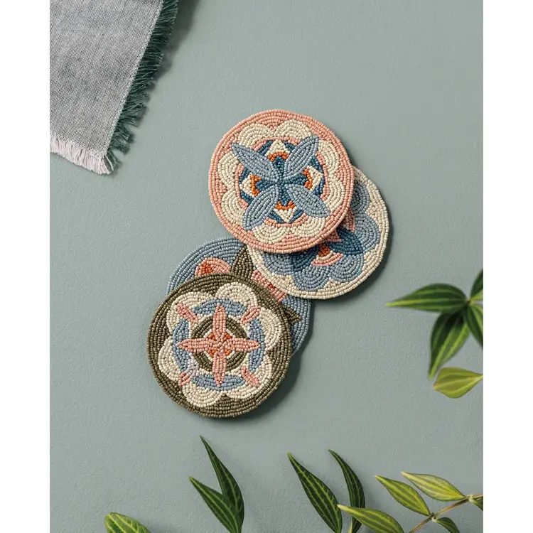 Beaded Coasters, set of 4