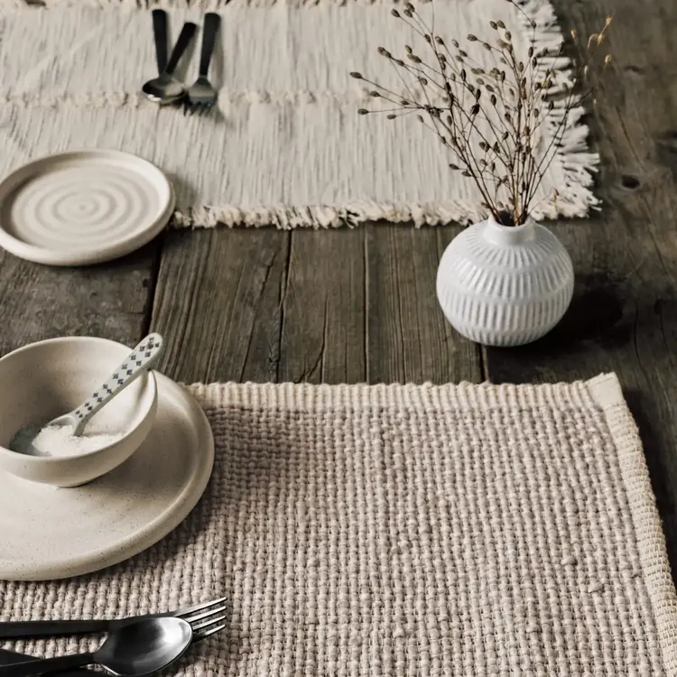 13x72” Ivory Fringe Table Runner