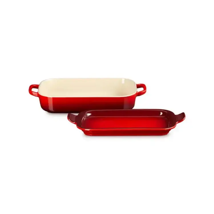 Le Creuset 3 quart Cherry Baking Dish with Platter Lid