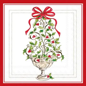 Holly Topiary Cocktail Napkins, set of 20